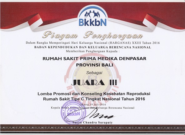 Piagam Juara 3 BKKBN 2016