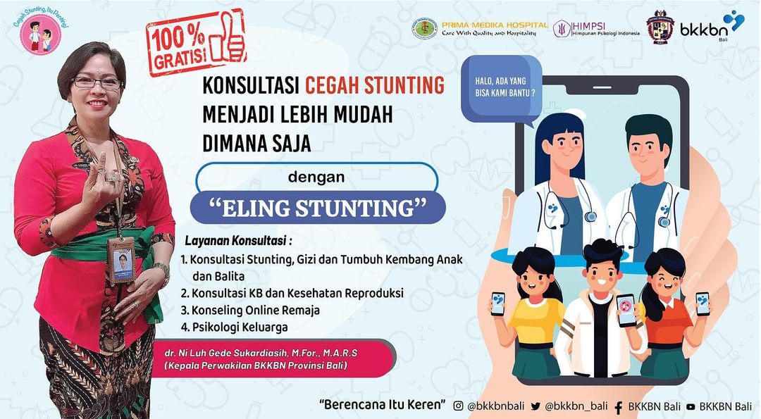 Dapatkan layanan konsultasi online CEGAH STUNTING dari BKKBN Provinsi Bali melalui ELING STUNTING